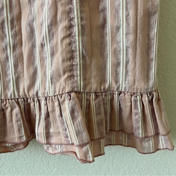 Alexis  Linen Blend The Brandy Mini Dress Ruffle Hem in Rose Stripe SZ XS - Picture 5 of 16
